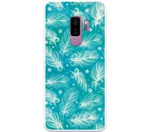 Funda compatible con Samsung Galaxy S9 Plus - Patron plumas blancas con fondo