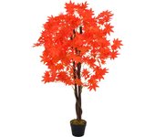 vidaXL Planta Artificial Árbol Arce Decorativa Realista Plástico Maceta Color Rojo,  Verde, y mas