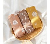 3PCS/Set Bamboo Muslin Swaddle Blanket Baby Blankets Newborn Printed Soft Cotton New Born Infant Receiving Wrap