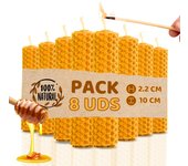 Pack de 8 Velas de Miel de Abeja para Rituales 100% Natural - DECEVI - Hechas a Mano - Origen España - SIN PARAFINA - Velas 10 cm x 2,2 cm - Enciende la Magia de la Luz Suave y Cálida