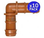 SUINGA Pack 10 Codo Riego por Goteo 16mm | Codo conector tuberia 16 mm | Codo Goteo para Manguera de Riego 16mm marrón