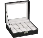 WellZone Glass Lid PU Leather Watches Display Case Storage Boxes Mens Watch Organizer Multiple  Slots Watch Box for Men