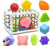 Juguetes de Habilidades Motoras para Bebé 6 9 12 18 Meses, Juegos Montessori Educativos Aprendiendo Caja de Clasificación Sensorial con 6 Piezas Textura Ball y 3 Bolas Blandas Juguetes niños 1 año