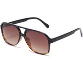 Gafas de sol polarizadas retro, gafas de sol vintage de gran tamaño, montura grande, gafas retro clásicas de doble puente, UV400, montura de leopardo negro, marrón degradado