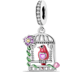925 Silver Plated Flowers Charms Beads Pendants Sunflower Butterfly Dangle fit Original Bangle Bracelet CZ Pave Jewelry Making