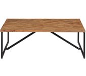 vidaXL Mesa de centro de madera maciza de mango 110x110x36 cm Blanco, Marrón, Mesita de Salón o Comedor o Auxiliar Mesa de Café Meuble Salón