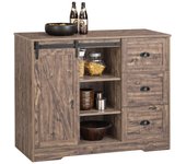 SoBuy Aparador de Almacenamiento con Encimera y 3 Cajones Isla de Cocina Múltiple con 1 Puertas 3 Estantes Abiertos y Soporte para Botellas 110 x 50 x 90 cm Marrón KNL08-N ES