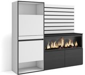 Skraut Home - Aparador - Con almacenamiento - organizador de zapatos - 167x35x145 cm - Dormitorio - Habitación - Chimenea eléctrica XXL led efecto fuego 3d - Zapatero - Estilo Moderno - Varios colores disponibles