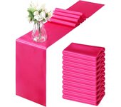 Paquete de 12 Caminos de Mesa de satén Deep Pink de 12x108 pulgadas, Caminos de Mesa para banquetes de Boda y Fiestas de cumpleaños