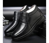 2024 Men's Genuine Leather Cotton Boots outdoor Leather non slip shoe Comfortable velvet snow boot Fashion casual new male shoes