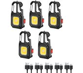 LED Mini Multifunctional Keychain Flashlight USB Rechargeable Portable Pocket EDC Torch Outdoor Emergency Search Camping Lantern