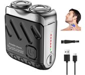 Afeitadora eléctrica portátil de doble anillo rotatorio, mini afeitadora de barba eléctrica, impermeable y cómoda, con cortador magnético de doble anillo, botón único, larga duración, ideal para viajes y uso diario, afeitadora de bolsillo (naranja)