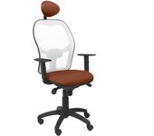 Silla Ergonómica Piqueras Y Crespo con Malla Blanca y Asiento Bali Marrón
