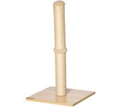 PawHut Rascador para Gatos Rascador de Sisal Rascador Estable Juguete rascador para Gatos con Pelota 60 cm Aglomerado Sisal Beige + Roble 34 x 34 x 60 cm
