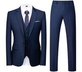 Suits (Blazer+ Vest + Pants) Mens Fashion Business Casual Slim-fit Wedding Gentleman Solid Color Work Evening Suit M-6XL