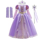 Rapunzal Princess Girl Dress Cosplay Tangled Halloween Party Vestido Kids Birthday Christmas 2-10T
