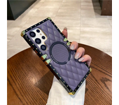 3D Flower Wireless Charge Plating Case For Samsung Galaxy S24Ultra S23 S22 S21 Z Flip 5 4 3 Shockproof PU Leather Cover