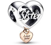 PANDORA Charm Plata y Baño Rosa Corazón Te Quiero Hermana 782244C00