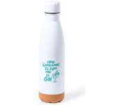 MERCHANDMANIA Bidón 750 ml acero inoxidable con adorno de corcho frase graciosa hoy cambiamos el gyn por el gin tapon seguridad botella