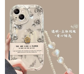 3D Golden Rose Pearl Chain Case for Samsung Galaxy A55 A54 A53 A52 A35 A23 A24 A31 A33 A34 A14 A15 A25 M54 5G A32 Cover Fundas