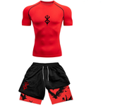 Anime 3D Printed Men's Compression Set short Sleeve Gym Top+Workout Shorts Quick Drying Breathble Athletics Rash Guard Set