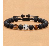 Pulsera de cuentas de Spiderman con ojo de tigre y obsidiana esmerilada para hombre.