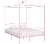 vidaXL Estructura cama con dosel sin colchón metal rosa 160x200 cm