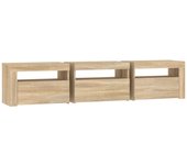 vidaXL Mueble de TV con luces LED roble Sonoma 180x35x40 cm