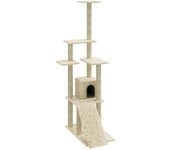 Rascador para Gatos con postes de isal color crema 155 cm