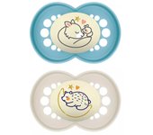 MAM CHUPETE ORIGINAL PURE NIGHT 6 MESES NEUTRO SILICONA (2 UNIDADES)