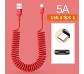 66W 5A USB Type C Data Cable 3A Micro USB Spring Pull Telescopic Fast Charging Cable for Sumsung Xiaomi POCO Huawei Honor LG