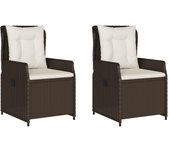 vidaXL Sillones reclinables de jardín 2 uds ratán sintético marrón