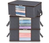 Bolsa de almacenamiento de ropa de 35 l, caja de almacenamiento plegable debajo de la cama para dormitorio, juguetes, paquete de 3