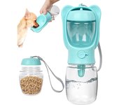 Dog Water Bottle Pet Dispenser with Detachable Food Container Leak Proof Lock for Travel Hiking