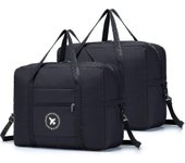 2x Bolsa de viaje 45x36x20 Bolsa de hombro plegable para gimnasio Bolsa de deporte Maleta de viaje de mano 40l Negro