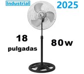 Ventilador Industrial de aire pie 18 Pulgadas metalico 80w 3 velocidades color Plateado,cm,fespu