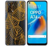 Tumundosmartphone Funda Gel Transparente para Oppo A74 4G diseño Hojas Dibujos