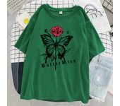 The Combination Of Red Roses And Bows T Shirt Female Street Fashion T-Shirt Oversized Tee Clothes Casual Cotton Short Sleeve