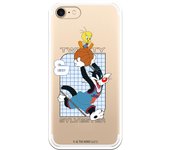 Funda original compatible con iPhone 7 o IPhone 8 o SE 2020 con un diseño de Space Jam Sylvester y Tweety