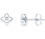 Pendientes Oro Blanco 18k niña 5 mm. forma estrella diamante centro 0.015ct.