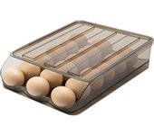 Soporte para huevos con desplazamiento automático para frigorífico, contenedor almacenamiento huevos apilable plástico