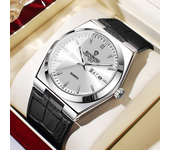 BINBOND Top Brand Luxury Men Quartz Watches Original Watch for Man Waterproof Luminous Date Week Leather Strap Wristwatch Male