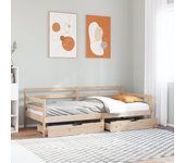 Sofá cama con cajones madera maciza de pino 90x200 cm