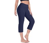 Women Elastic High Waist 3/4 Pant Casual Active Fit Wide Capris Leg Pants Trousers With Pockets Pants for Women Women’s Pants