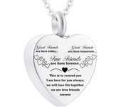 Colgante de urna de acero inoxidable para mejores amigos, recuerdo de cenizas conmemorativo, corazón, amistad, joyería de cremación, regalo de recuerdo para siempre, mejores amigos, collares con dijes