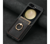 Retro PU Leather Wallet Cover for Samsung Z Flip 6 5 4 3 2 Flip6 Flip5 Flip4 Flip3 Flip2 5G Ring Card Slot Holder Phone Case