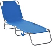 Outsunny Tumbona Plegable Tumbona de Jardín con Respaldo Ajustable en 5 Posiciones Carga 120 kg para Terraza Piscina Playa 187x55x24 cm