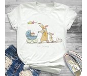 Lovely Style Pet Print T-Shirt Crew Neck Casual Short Sleeve T-Shirt Spring Summer Women's Clothing Fashion Simple Short Sleeve