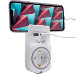 CARGADOR MOVIL EWENT 2 USB A 2,4A 12W SHUKO SOPORTE MOVIL LUZ NOCTURNA BL