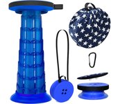 Taburete telescópico de 52 cm con cojín, Taburete portátil para Acampar, Capacidad más Resistente de 250 kg, Taburete Plegable retráctil Ligero Ajustable para jardín, Pesca, Senderismo